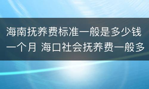 海南抚养费标准一般是多少钱一个月 海口社会抚养费一般多少钱