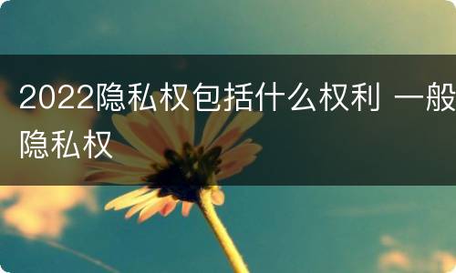 2022隐私权包括什么权利 一般隐私权