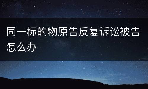 同一标的物原告反复诉讼被告怎么办