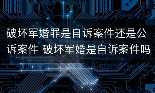 破坏军婚罪是自诉案件还是公诉案件 破坏军婚是自诉案件吗