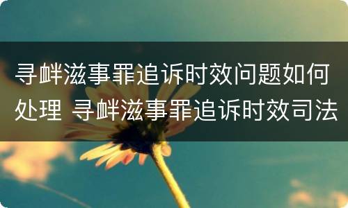 寻衅滋事罪追诉时效问题如何处理 寻衅滋事罪追诉时效司法解释