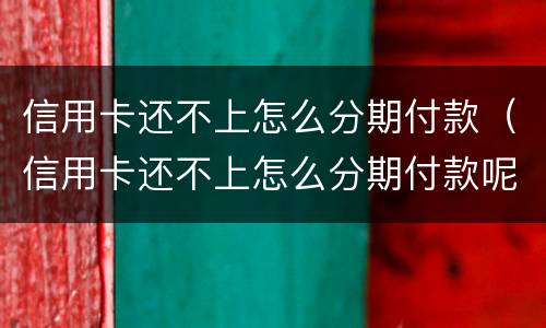 信用卡还不上怎么分期付款（信用卡还不上怎么分期付款呢）