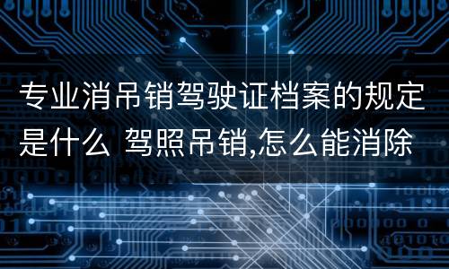 专业消吊销驾驶证档案的规定是什么 驾照吊销,怎么能消除档案