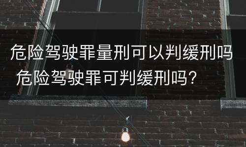 危险驾驶罪量刑可以判缓刑吗 危险驾驶罪可判缓刑吗?