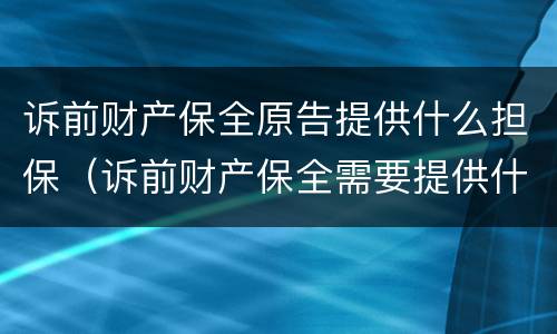 诉前财产保全原告提供什么担保（诉前财产保全需要提供什么担保）