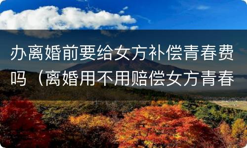 办离婚前要给女方补偿青春费吗（离婚用不用赔偿女方青春费用）