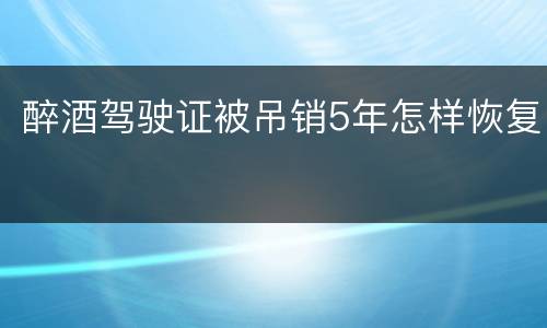 醉酒驾驶证被吊销5年怎样恢复