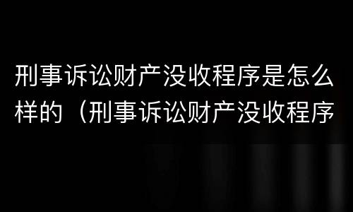 刑事诉讼财产没收程序是怎么样的（刑事诉讼财产没收程序是怎么样的案例）
