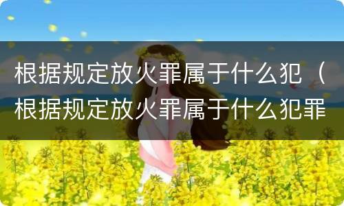 根据规定放火罪属于什么犯（根据规定放火罪属于什么犯罪）
