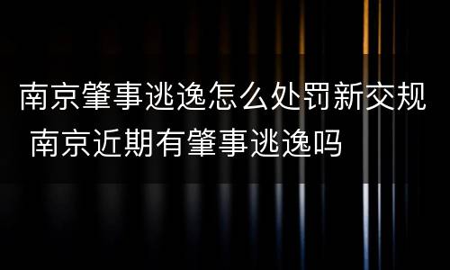 南京肇事逃逸怎么处罚新交规 南京近期有肇事逃逸吗