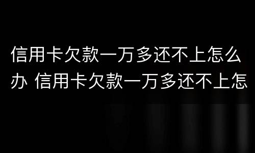 信用卡欠款一万多还不上怎么办 信用卡欠款一万多还不上怎么办呢