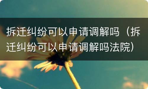 拆迁纠纷可以申请调解吗（拆迁纠纷可以申请调解吗法院）