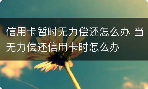 信用卡暂时无力偿还怎么办 当无力偿还信用卡时怎么办