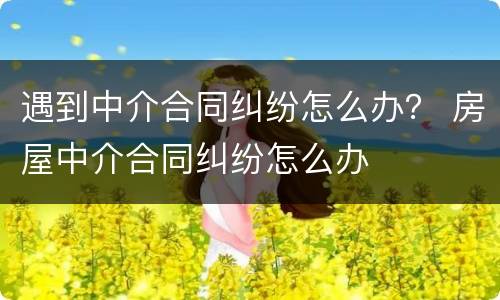遇到中介合同纠纷怎么办？ 房屋中介合同纠纷怎么办