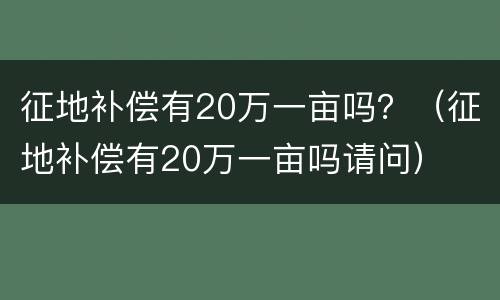 征地补偿有20万一亩吗？（征地补偿有20万一亩吗请问）