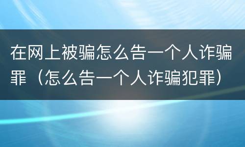 在网上被骗怎么告一个人诈骗罪（怎么告一个人诈骗犯罪）