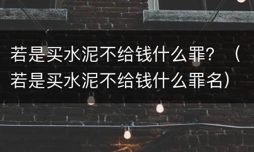 若是买水泥不给钱什么罪？（若是买水泥不给钱什么罪名）