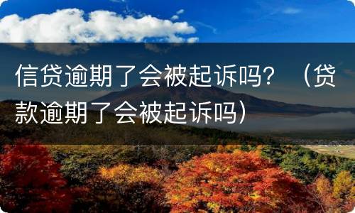 信贷逾期了会被起诉吗？（贷款逾期了会被起诉吗）
