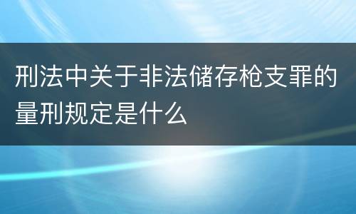 刑法中关于非法储存枪支罪的量刑规定是什么