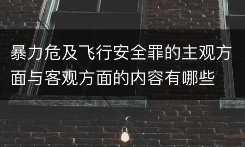 暴力危及飞行安全罪的主观方面与客观方面的内容有哪些