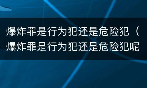 爆炸罪是行为犯还是危险犯（爆炸罪是行为犯还是危险犯呢）