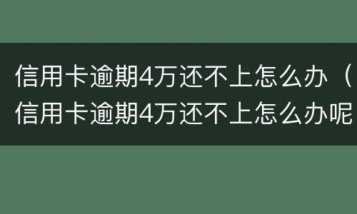 信用卡逾期4万还不上怎么办（信用卡逾期4万还不上怎么办呢）