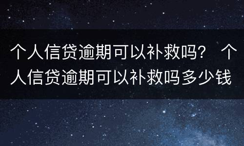 个人信贷逾期可以补救吗？ 个人信贷逾期可以补救吗多少钱