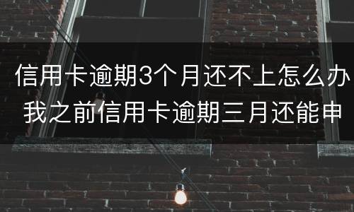 信用卡逾期3个月还不上怎么办 我之前信用卡逾期三月还能申请吗