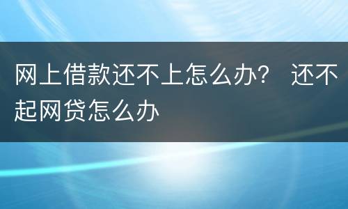 网上借款还不上怎么办？ 还不起网贷怎么办