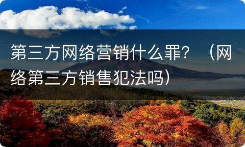 第三方网络营销什么罪？（网络第三方销售犯法吗）