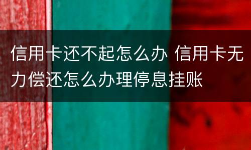 信用卡还不起怎么办 信用卡无力偿还怎么办理停息挂账