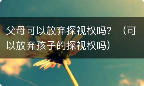 父母可以放弃探视权吗？（可以放弃孩子的探视权吗）