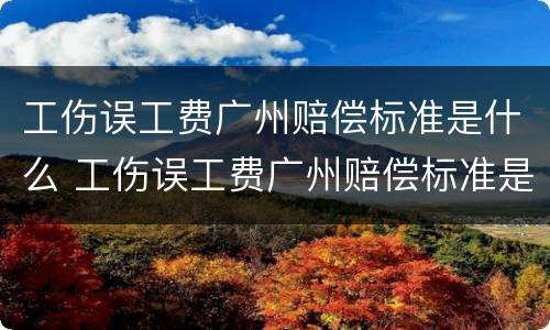 工伤误工费广州赔偿标准是什么 工伤误工费广州赔偿标准是什么样的