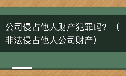 公司侵占他人财产犯罪吗？（非法侵占他人公司财产）