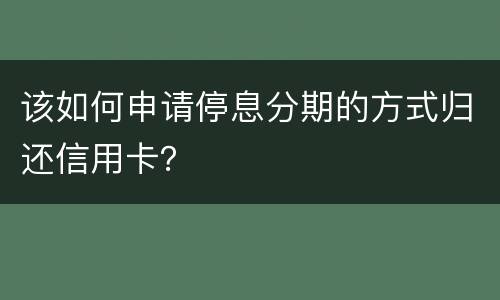 该如何申请停息分期的方式归还信用卡？