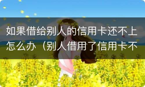 如果借给别人的信用卡还不上怎么办（别人借用了信用卡不还怎么办）