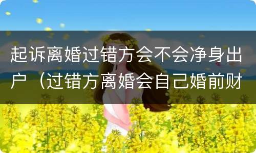 起诉离婚过错方会不会净身出户（过错方离婚会自己婚前财产也会净身出户吗）