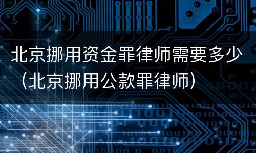 北京挪用资金罪律师需要多少（北京挪用公款罪律师）