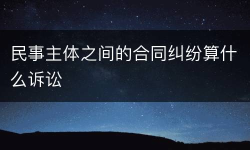 民事主体之间的合同纠纷算什么诉讼