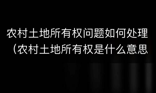 农村土地所有权问题如何处理（农村土地所有权是什么意思）