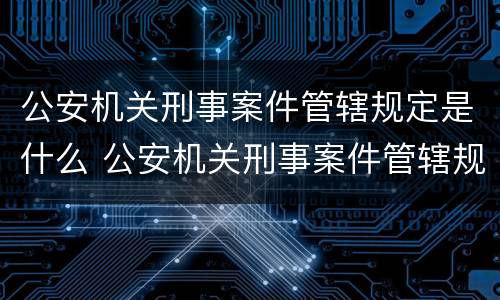 公安机关刑事案件管辖规定是什么 公安机关刑事案件管辖规定是什么时候实施
