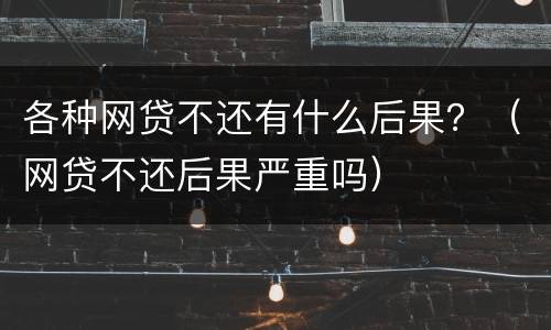 各种网贷不还有什么后果？（网贷不还后果严重吗）