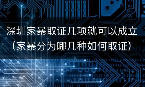 深圳家暴取证几项就可以成立（家暴分为哪几种如何取证）