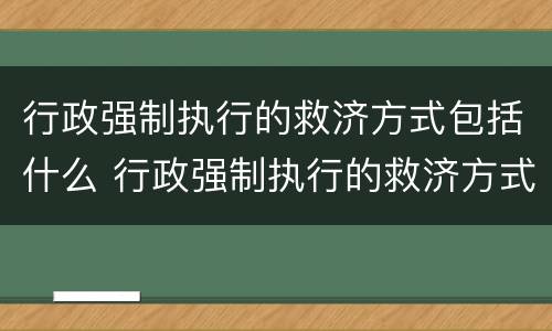 行政强制执行的救济方式包括什么 行政强制执行的救济方式包括什么和什么