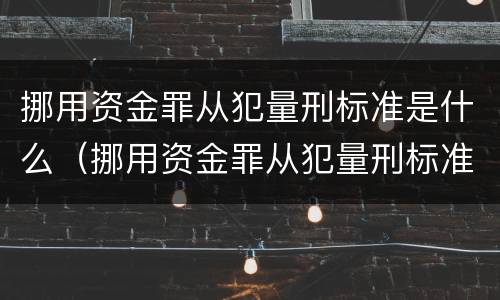 挪用资金罪从犯量刑标准是什么（挪用资金罪从犯量刑标准是什么意思）