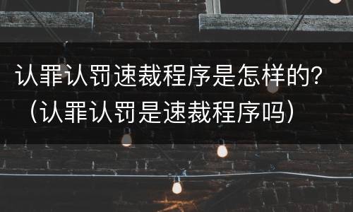 认罪认罚速裁程序是怎样的？（认罪认罚是速裁程序吗）