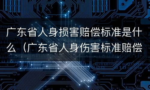 广东省人身损害赔偿标准是什么（广东省人身伤害标准赔偿标准）