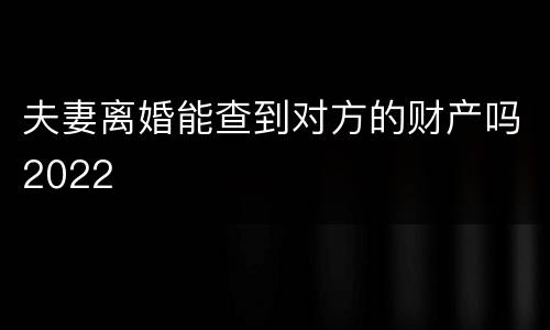 夫妻离婚能查到对方的财产吗2022