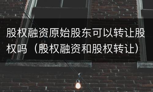 股权融资原始股东可以转让股权吗（股权融资和股权转让）