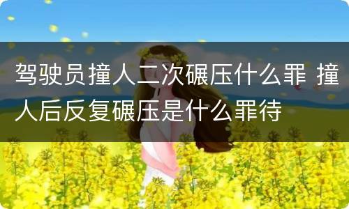 驾驶员撞人二次碾压什么罪 撞人后反复碾压是什么罪待